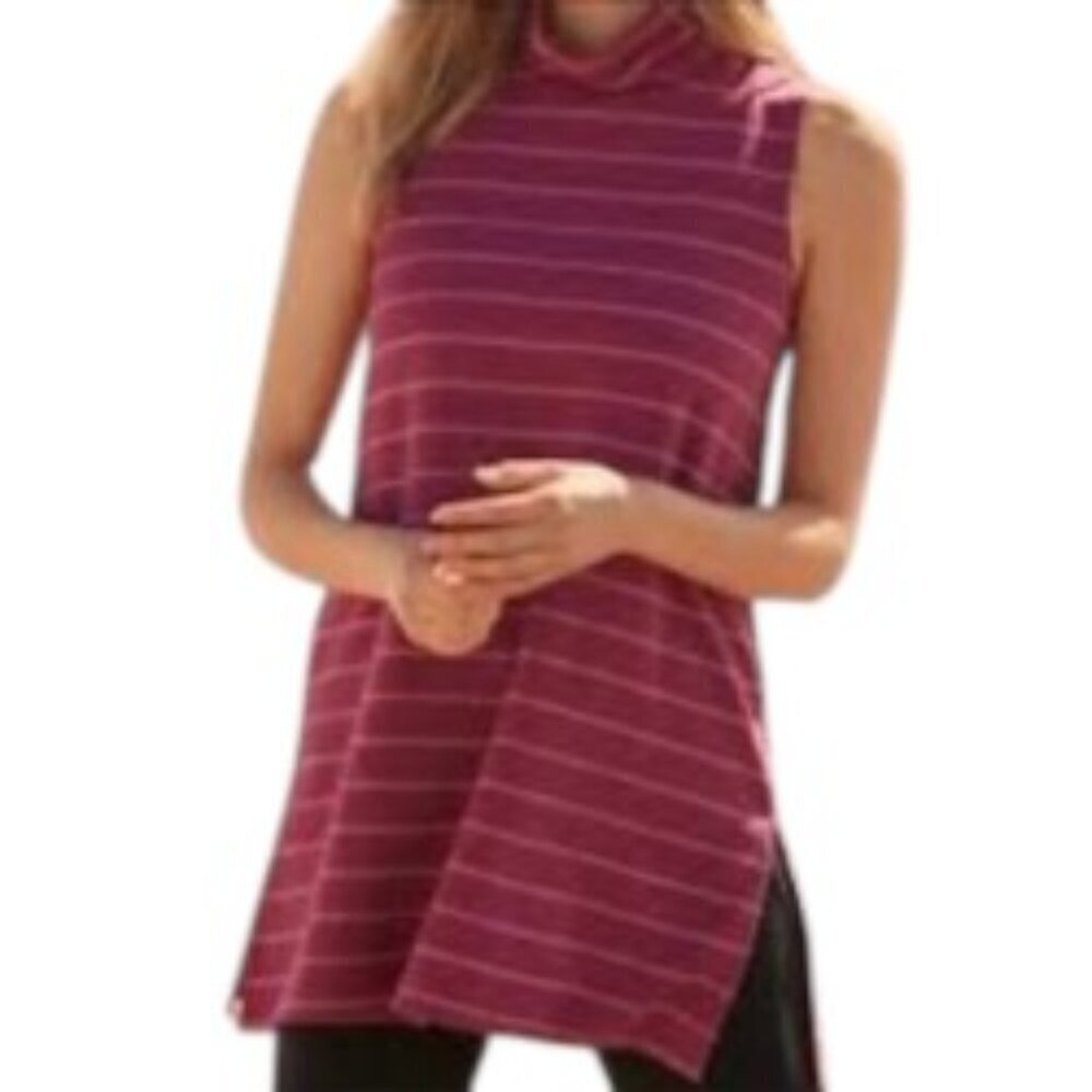 NWT Garnet Hill Mock Neck Striped Tunic Top Small